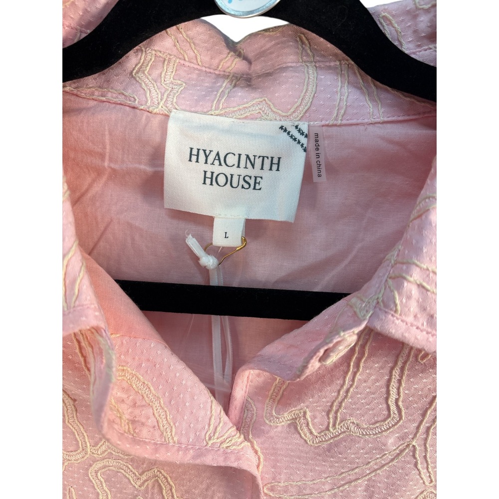 NWT Tuckernuck Hyacinth House Pink Embroidered Gingko Leaf Peppa Mini Dress L - Picture 7 of 11